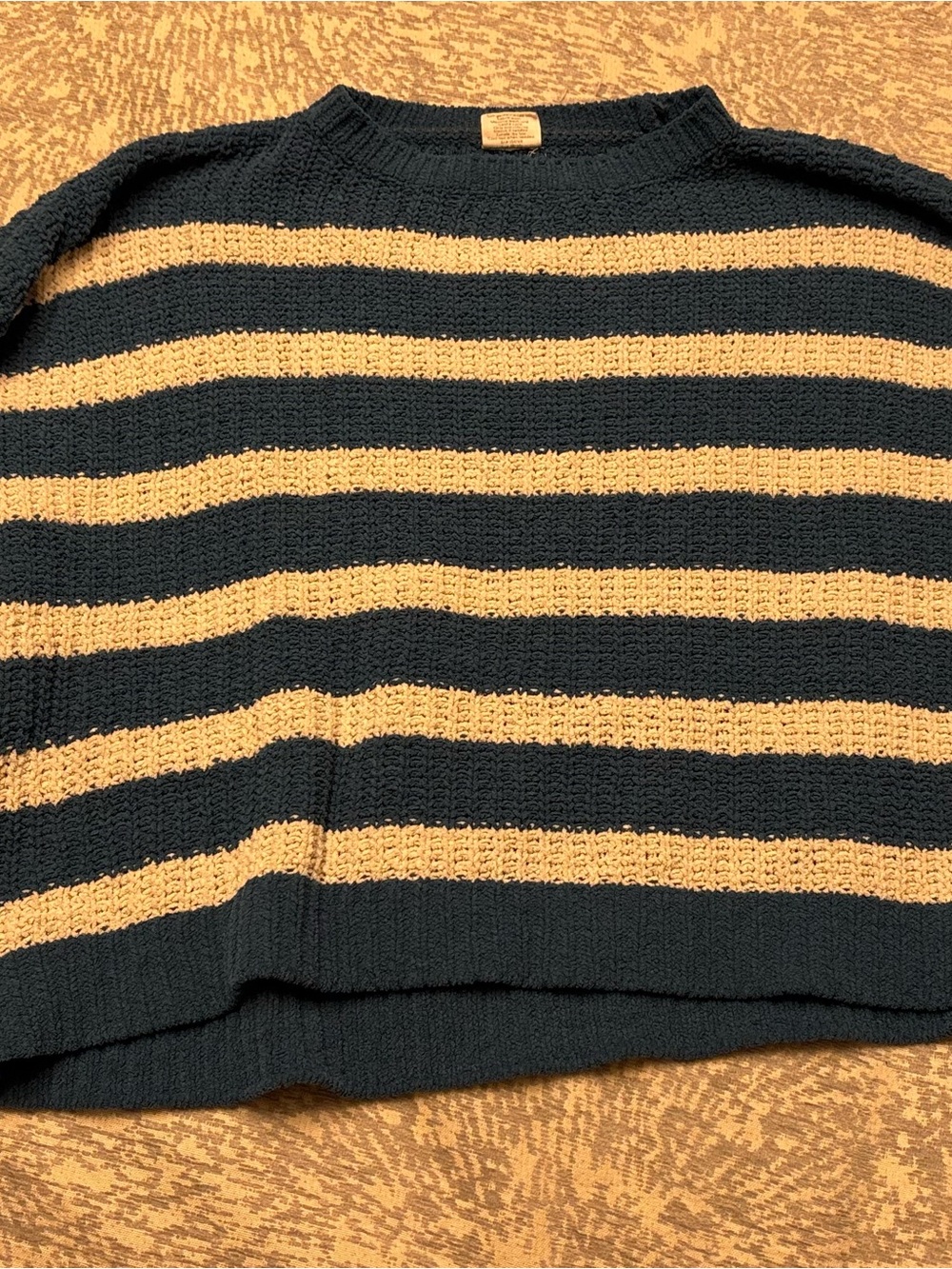 Essentials Women’s Striped Crewneck Sweater - Navy and Cream